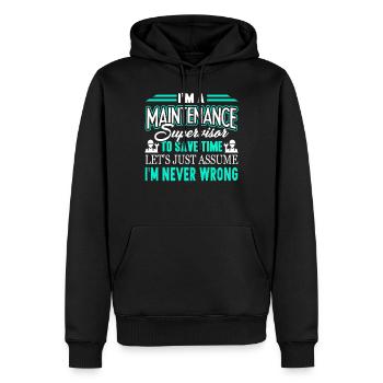 Je suis un superviseur de la maintenance - Sweat à capuche Premium bio Homme - noir - Devant - Nico (187cm)