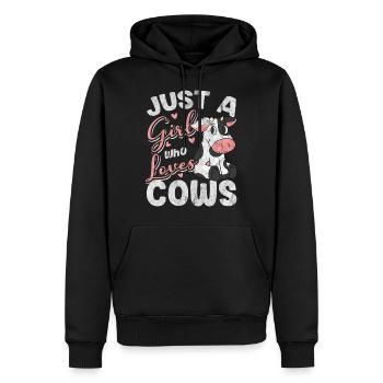 Vache - Sweat à capuche Premium bio Homme - noir - Devant - Nico (187cm)