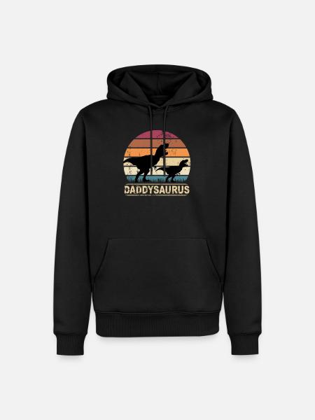 Papa Dino Retro Daddysaurus Vatertag Geschenk - Herre Premium økologisk hoodie - sort