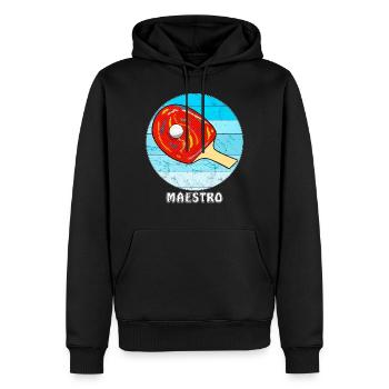 TENNIS DE TABLE MAESTRO - Sweat à capuche Premium bio Homme - noir - Devant - Nico (187cm)