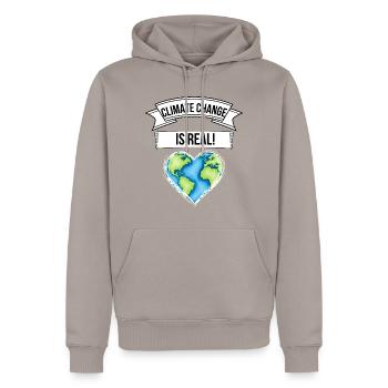 Climate Change Is Real! Klimawandel Erde Planet - Männer Premium Bio Hoodie - Taupe - Vorne - Nico (187cm)