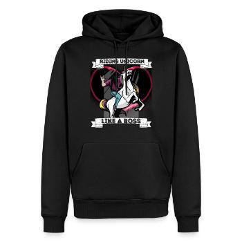 Einhorn Metal Reiten Geschenkidee Boss - Männer Premium Bio Hoodie - Schwarz - Vorne - Nico (187cm)