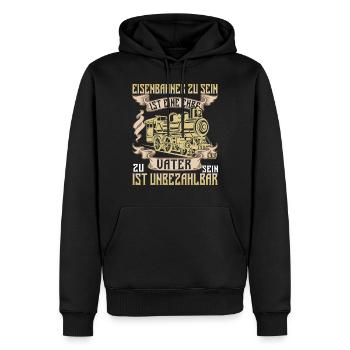 Eisenbahner Papa Eisenbahn Lokführer Geschenk - Männer Premium Bio Hoodie - Schwarz - Vorne - Nico (187cm)