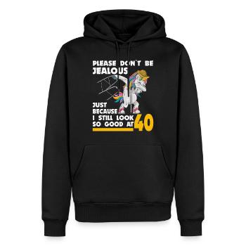 40th birthday 40 years unicorn with rollator stick - Men’s Premium Organic Hoodie - black - Front - Nico (187cm)
