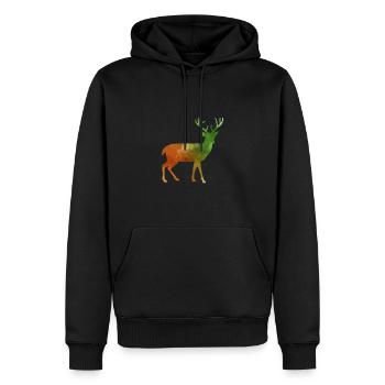Hirsch Waldtier Schwarzwald Geweih - Männer Premium Bio Hoodie - Schwarz - Vorne - Nico (187cm)