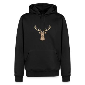 Hirsch Waldtier Hirschgeweih Jäger - Männer Premium Bio Hoodie - Schwarz - Vorne - Nico (187cm)
