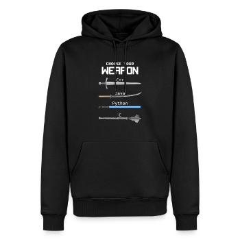 Choose Your Weapon C Java Python Programmierer - Männer Premium Bio Hoodie - Schwarz - Vorne - Nico (187cm)