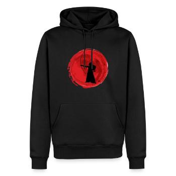 Kyudo Japon Budo Arcade Samouraï Ryu - Sweat à capuche Premium bio Homme - noir - Devant - Nico (187cm)