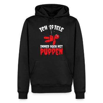 Ich spiele immer noch mit Puppen - Männer Premium Bio Hoodie - Schwarz - Vorne - Nico (187cm)