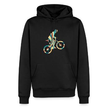 Vélo vintage - Sweat à capuche Premium bio Homme - noir - Devant - Nico (187cm)