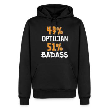 Lustiges Optiker Badass-Shirt - Optiker-Test - Männer Premium Bio Hoodie - Schwarz - Vorne - Nico (187cm)