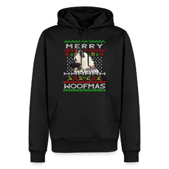 Hund Eurasier Frohe Weihnachten - Männer Premium Bio Hoodie - Schwarz - Vorne - Nico (187cm)