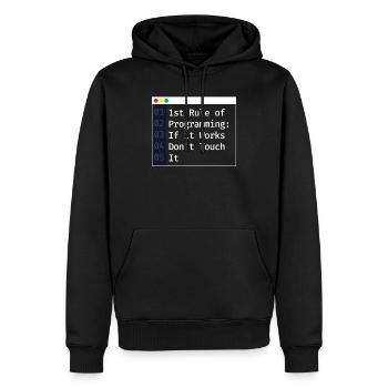 1st Rule Of Programming Programmierer Coding - Männer Premium Bio Hoodie - Schwarz - Vorne - Nico (187cm)