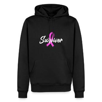 Mammakarzinom Pinkes Krebsband Krebsschleife - Männer Premium Bio Hoodie - Schwarz - Vorne - Nico (187cm)