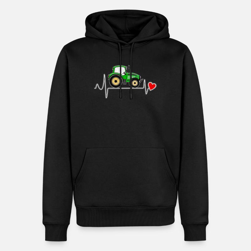 HERZSCHLAG TRAKTOR - Männer Premium Bio Hoodie - Schwarz