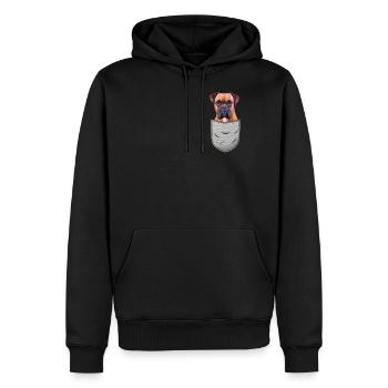 Boxer allemand poche poitrine pocket propriétaires de chiens - Sweat à capuche Premium bio Homme - noir - Devant - Nico (187cm)