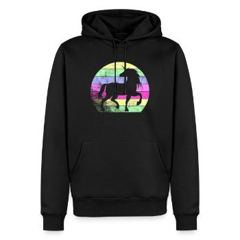 Arc en ciel créature mythique licorne rétro - Sweat à capuche Premium bio Homme - noir - Devant - Nico (187cm)