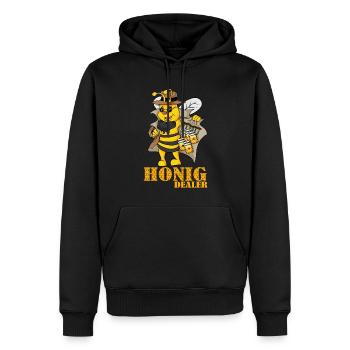 Abeille miel revendeur apiculteur rucher abeille - Sweat à capuche Premium bio Homme - noir - Devant - Nico (187cm)