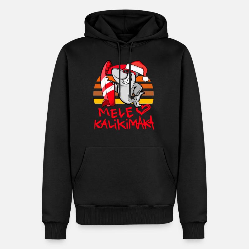 Requin surfeur Mele Kalikimaka - Sweat à capuche Premium bio Homme - noir