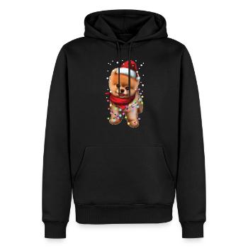 Weihnachtspommerscher Hund - Netter Weihnachtsmann-Welpe - Männer Premium Bio Hoodie - Schwarz - Vorne - Nico (187cm)