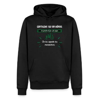 Certains super héros ne portent pas de cape. - Sweat à capuche Premium bio Homme - noir - Devant - Nico (187cm)