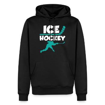 Hockey sur glace - Hockey sur glace Hockey sur glace - Sweat à capuche Premium bio Homme - noir - Devant - Nico (187cm)