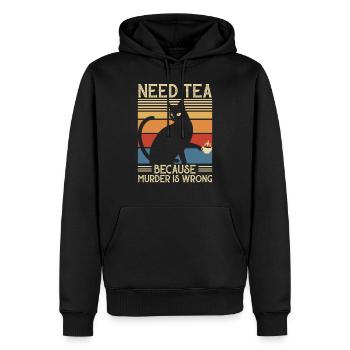 Besoin d'un chat de meurtre de thé - Sweat à capuche Premium bio Homme - noir - Devant - Nico (187cm)