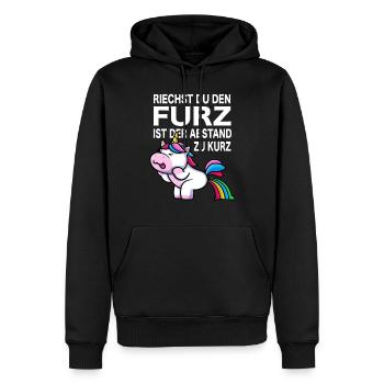 Einhorn Furz furzen Meme pupsen Einhorn Spaß Gag - Männer Premium Bio Hoodie - Schwarz - Vorne - Nico (187cm)