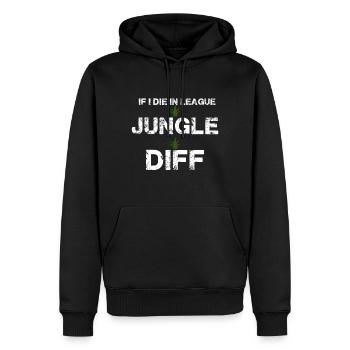 jungle difference League be a legend - Sweat à capuche Premium bio Homme - noir - Devant - Nico (187cm)