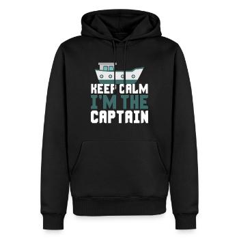 Détends-toi, je suis le capitaine - Sweat à capuche Premium bio Homme - noir - Devant - Nico (187cm)