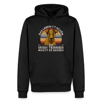Irish Terrier Hunde Geschenkideen - Männer Premium Bio Hoodie - Schwarz - Vorne - Nico (187cm)