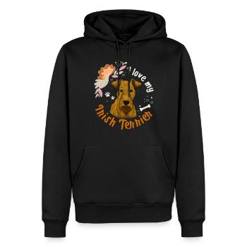 J'adore mon cadeau de chien Irish Terrier - Sweat à capuche Premium bio Homme - noir - Devant - Nico (187cm)
