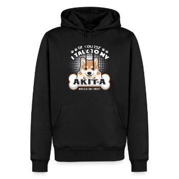 Bien sûr, je parle à mes chemises pour chiens Akita - Sweat à capuche Premium bio Homme - noir - Devant - Nico (187cm)