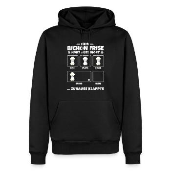 Bichon Frise canins de chien floqué - Sweat à capuche Premium bio Homme - noir - Devant - Nico (187cm)