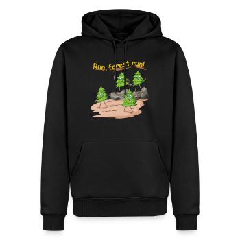 Forêt de sapins courir dans la forêt comme un jogger - Sweat à capuche Premium bio Homme - noir - Devant - Nico (187cm)