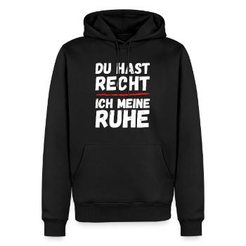 Du hast recht ich meine ruhe - Männer Premium Bio Hoodie - Schwarz - Vorne - Nico (187cm)
