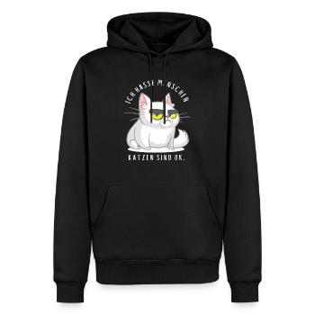 Ich hasse Menschen Katzen sind ok - Männer Premium Bio Hoodie - Schwarz - Vorne - Nico (187cm)