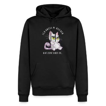 Ich hasse Menschen Katzen sind ok - Männer Premium Bio Hoodie - Schwarz - Vorne - Nico (187cm)