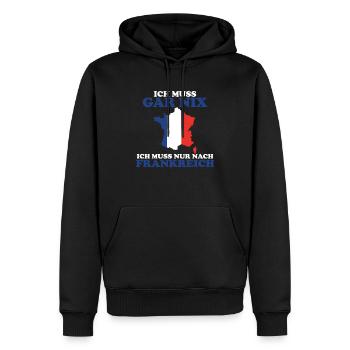 Ich muss nur nach Frankreich Urlauber - Männer Premium Bio Hoodie - Schwarz - Vorne - Nico (187cm)