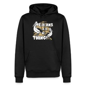 Les pélicans sont ma chose - Sweat à capuche Premium bio Homme - noir - Devant - Nico (187cm)