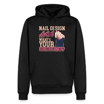 Nageldesign Kosmetik Nagelstudio Nagel - Männer Premium Bio Hoodie - Schwarz - Vorne - Nico (187cm)