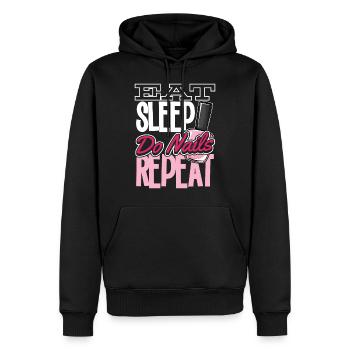 Mangez dormir, répétez les ongles - Sweat à capuche Premium bio Homme - noir - Devant - Nico (187cm)