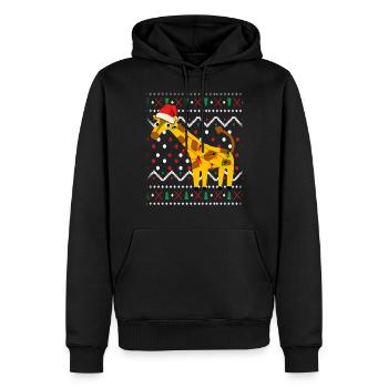 Noël laid girafe - Sweat à capuche Premium bio Homme - noir - Devant - Nico (187cm)