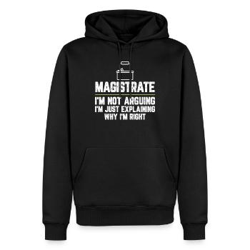 Magistrat Je ne discute pas, je ne fais qu’expliquer - Sweat à capuche Premium bio Homme - noir - Devant - Nico (187cm)