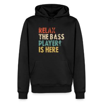 Bassista bassista - Felpa con cappuccio ecologica premium da uomo - nero - Fronte - Nico (187cm)