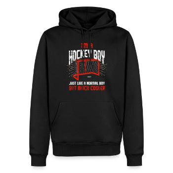 Hockeyeur Garçon - Sweat à capuche Premium bio Homme - noir - Devant - Nico (187cm)