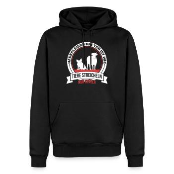 Hackfleisch Kneten ist wie Tiere streicheln - Männer Premium Bio Hoodie - Schwarz - Vorne - Nico (187cm)