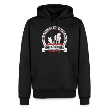 Hackfleisch Kneten ist wie Tiere streicheln - Männer Premium Bio Hoodie - Schwarz - Vorne - Nico (187cm)