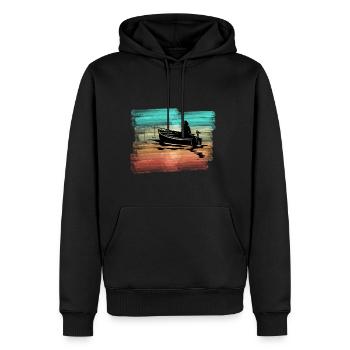 Angler im Boot Fishing Angeln - Männer Premium Bio Hoodie - Schwarz - Vorne - Nico (187cm)