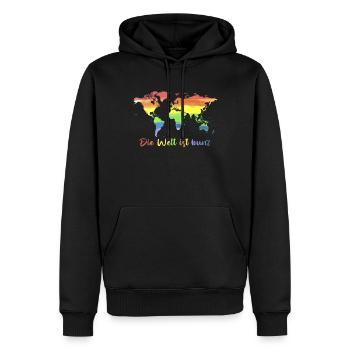 Die Welt ist Bunt - Regenbogen Flagge Toleranz - - Männer Premium Bio Hoodie - Schwarz - Vorne - Nico (187cm)
